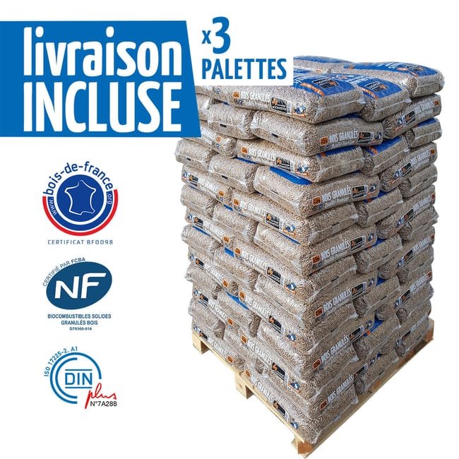 Palette de granulés WOODSTOCK x 3 (198 sacs)
