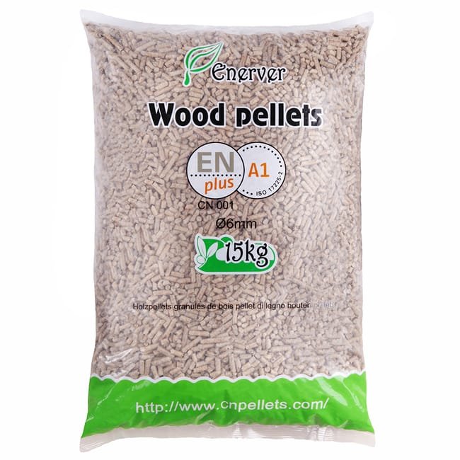 WOOD PELLETS - Granulés de bois sac 15 KG - X40 Sacs - 600KG - ENERVER